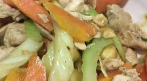Chicken Stir Fry with Celery, Carrot and Cashew